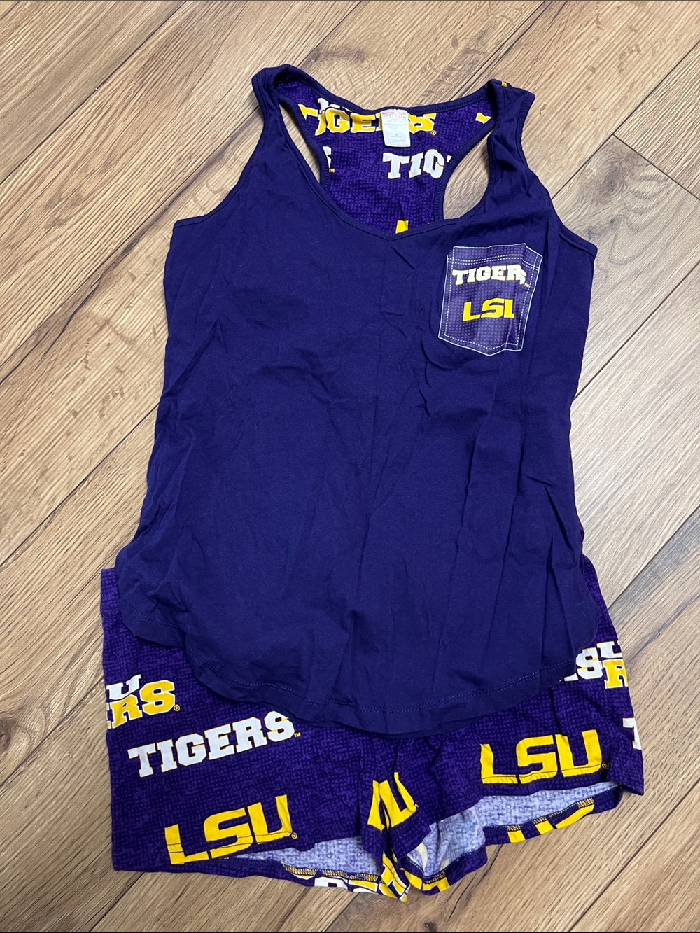 #800 LSU Purple Tank Top & Shorts Set - Tigers Pocket Detail
